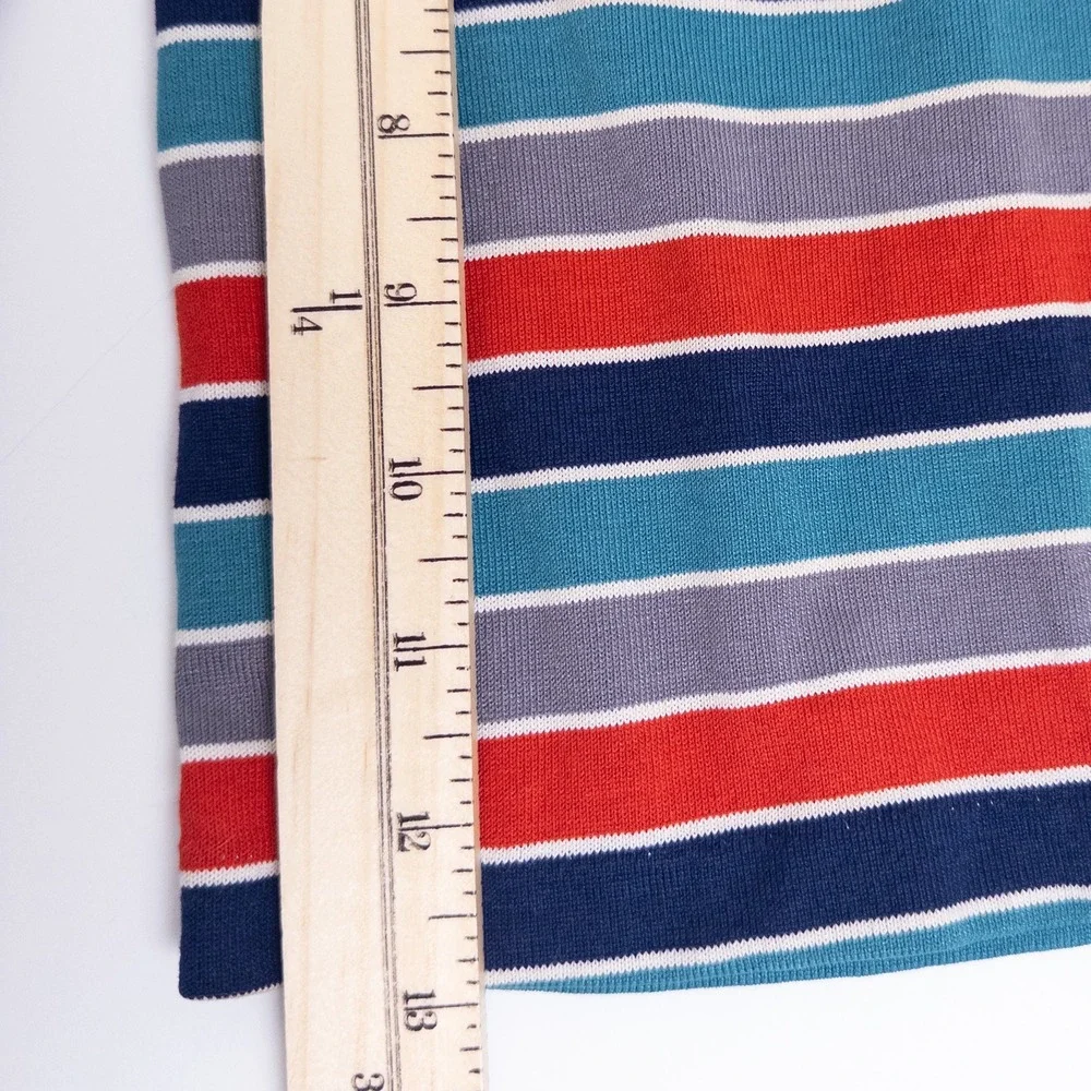 Vintage Health-tex Striped Turtle Neck Top 90s Navy Red Teal Made in USA Kids 3T